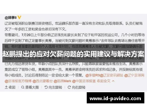 赵鹏提出的应对欠薪问题的实用建议与解决方案